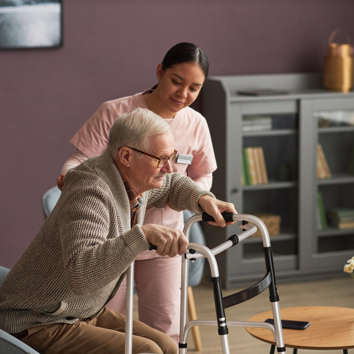 HERCULES Folding Walker with Adjustable Height, Interchangeable Wheels or Feet, Dual Frame Types, and Lightweight Design in Silver/Black Black and Silver