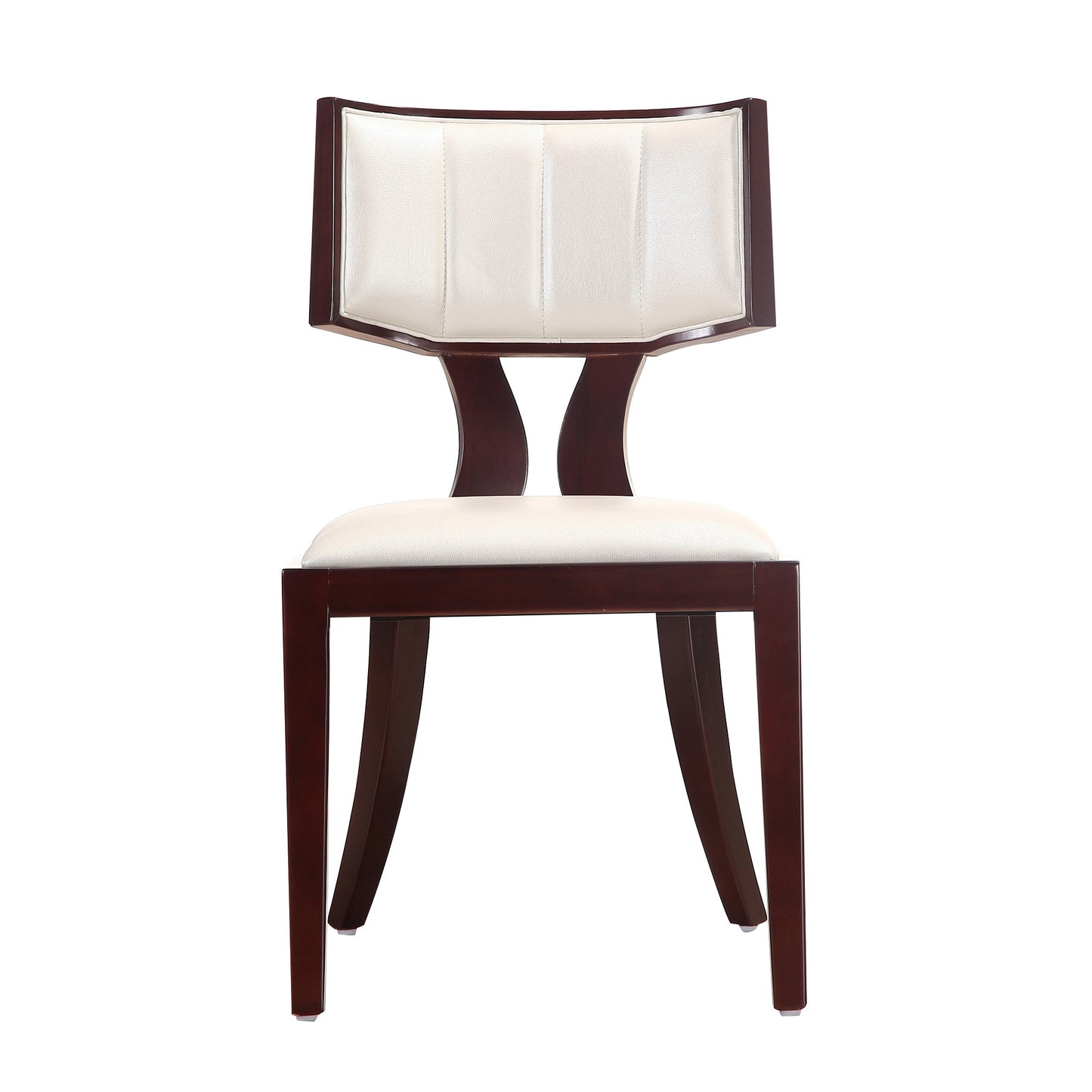 Manhattan Comfort Pulitzer Pearl White and Walnut Faux Leather Dining Chair (Set of Two) DC001-PW