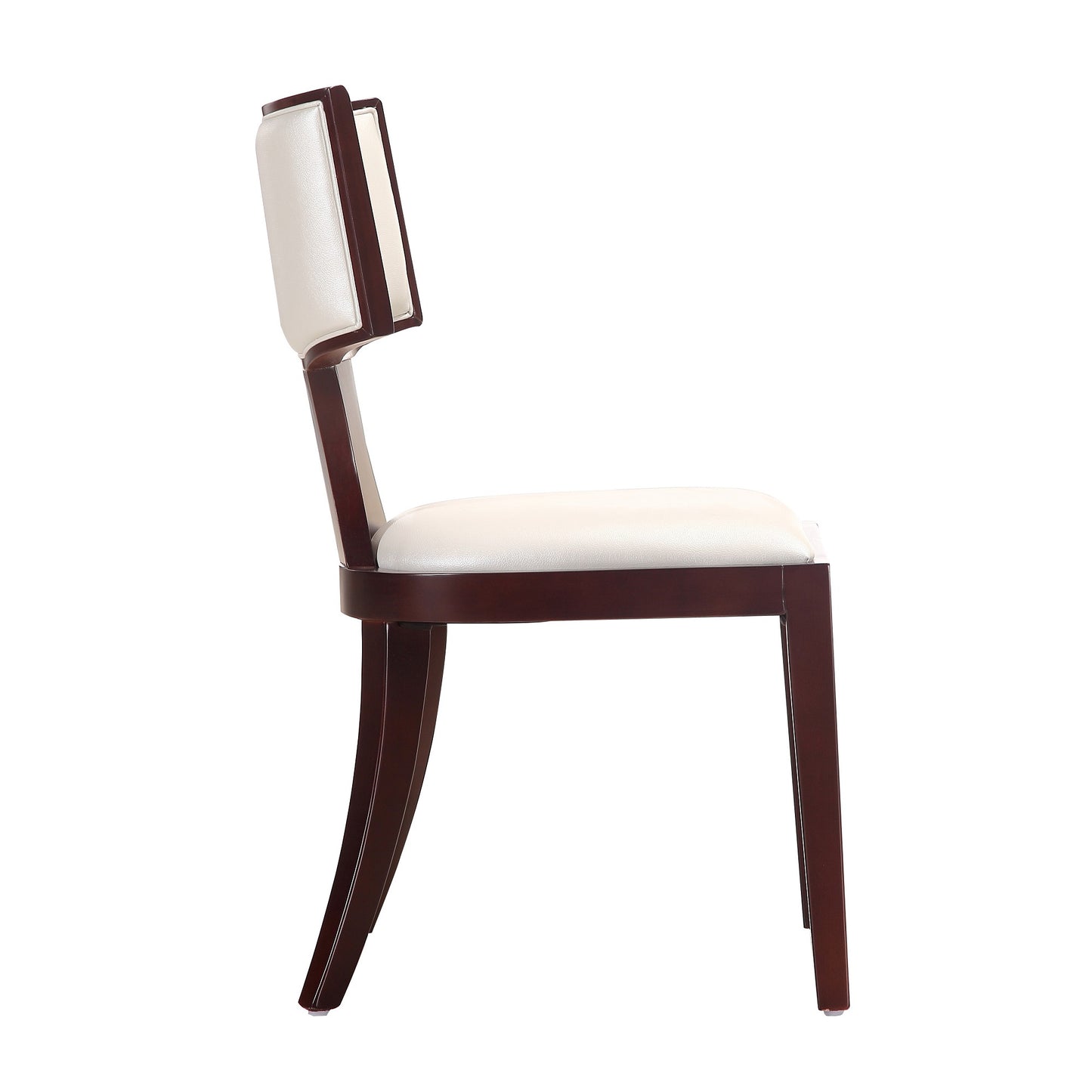Manhattan Comfort Pulitzer Pearl White and Walnut Faux Leather Dining Chair (Set of Two) DC001-PW