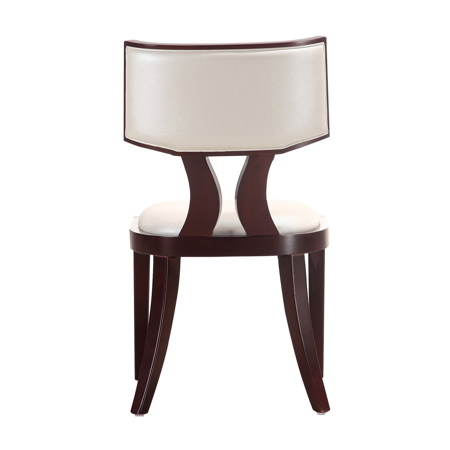 Manhattan Comfort Pulitzer Pearl White and Walnut Faux Leather Dining Chair (Set of Two) DC001-PW
