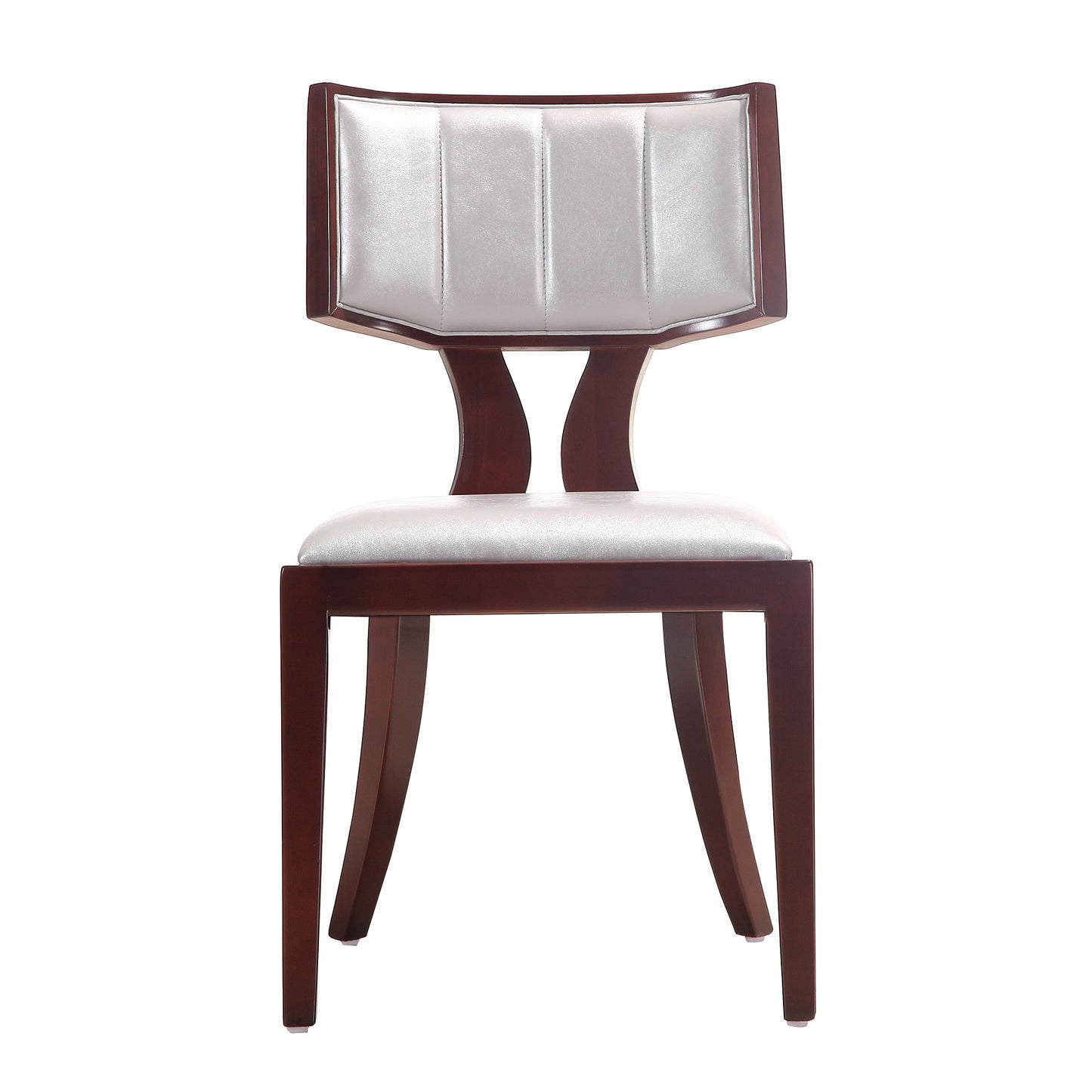 Pulitzer Traditional Wood Vegan Leather Dining Chair in Silver - Set of 2 DC001-SV