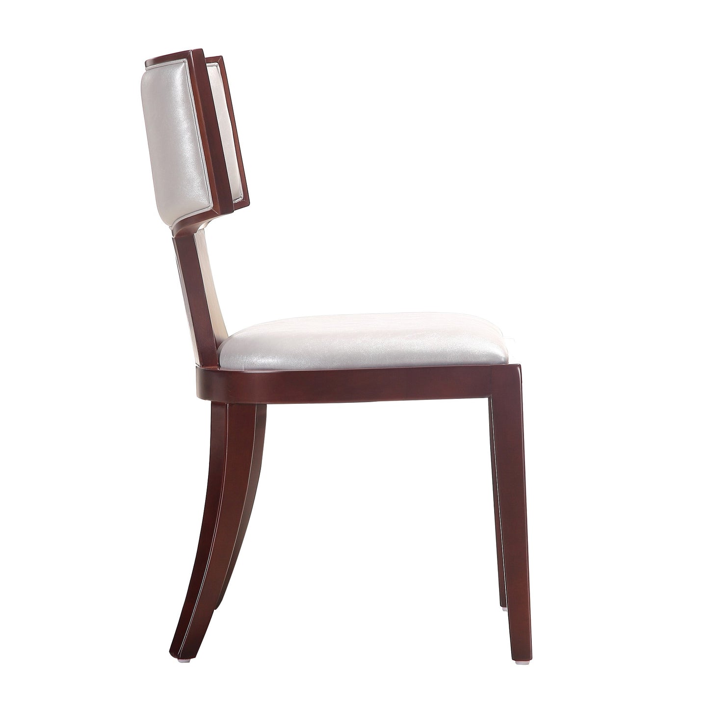 Manhattan Comfort Pulitzer Silver and Walnut Faux Leather Dining Chair (Set of Two) DC001-SV