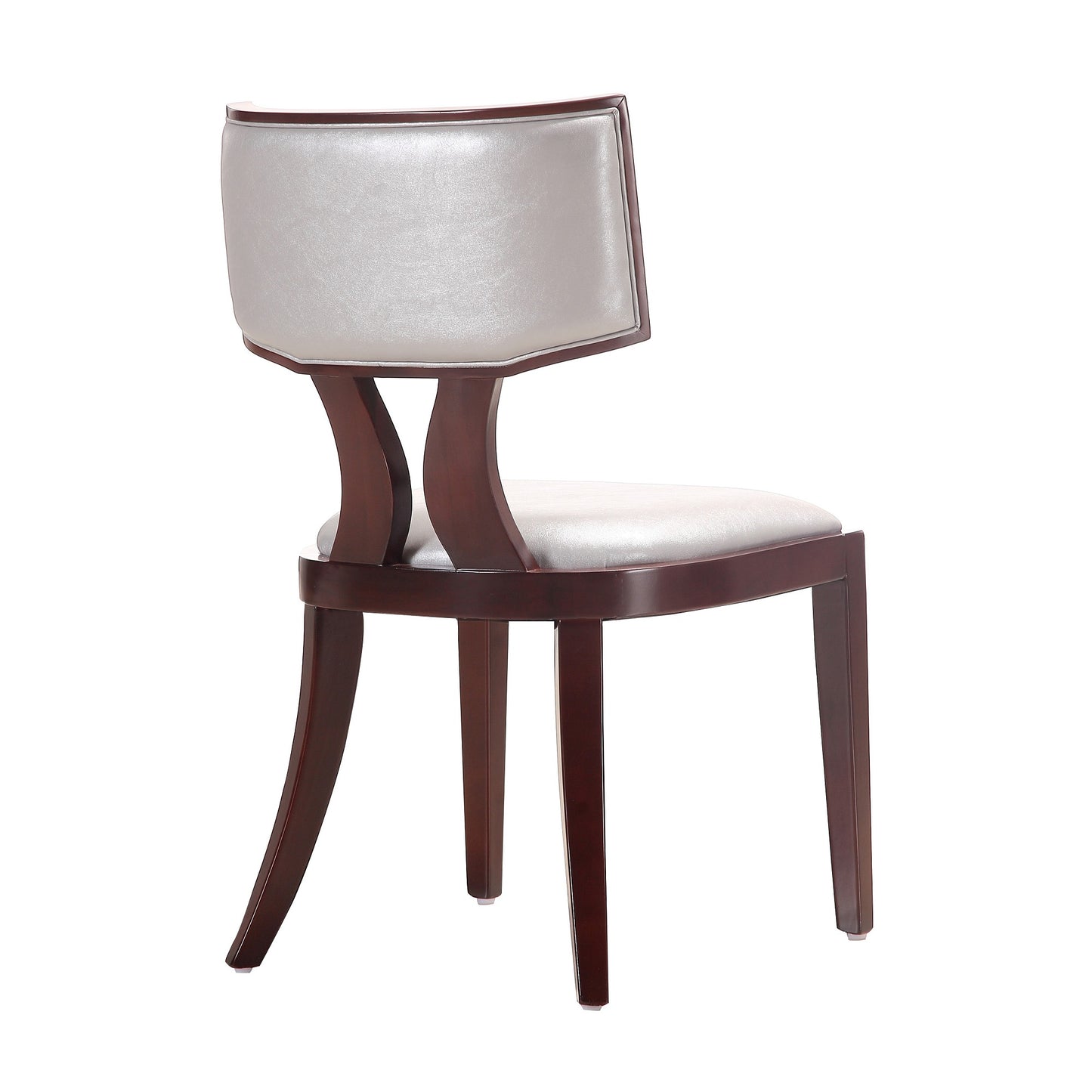 Manhattan Comfort Pulitzer Silver and Walnut Faux Leather Dining Chair (Set of Two) DC001-SV