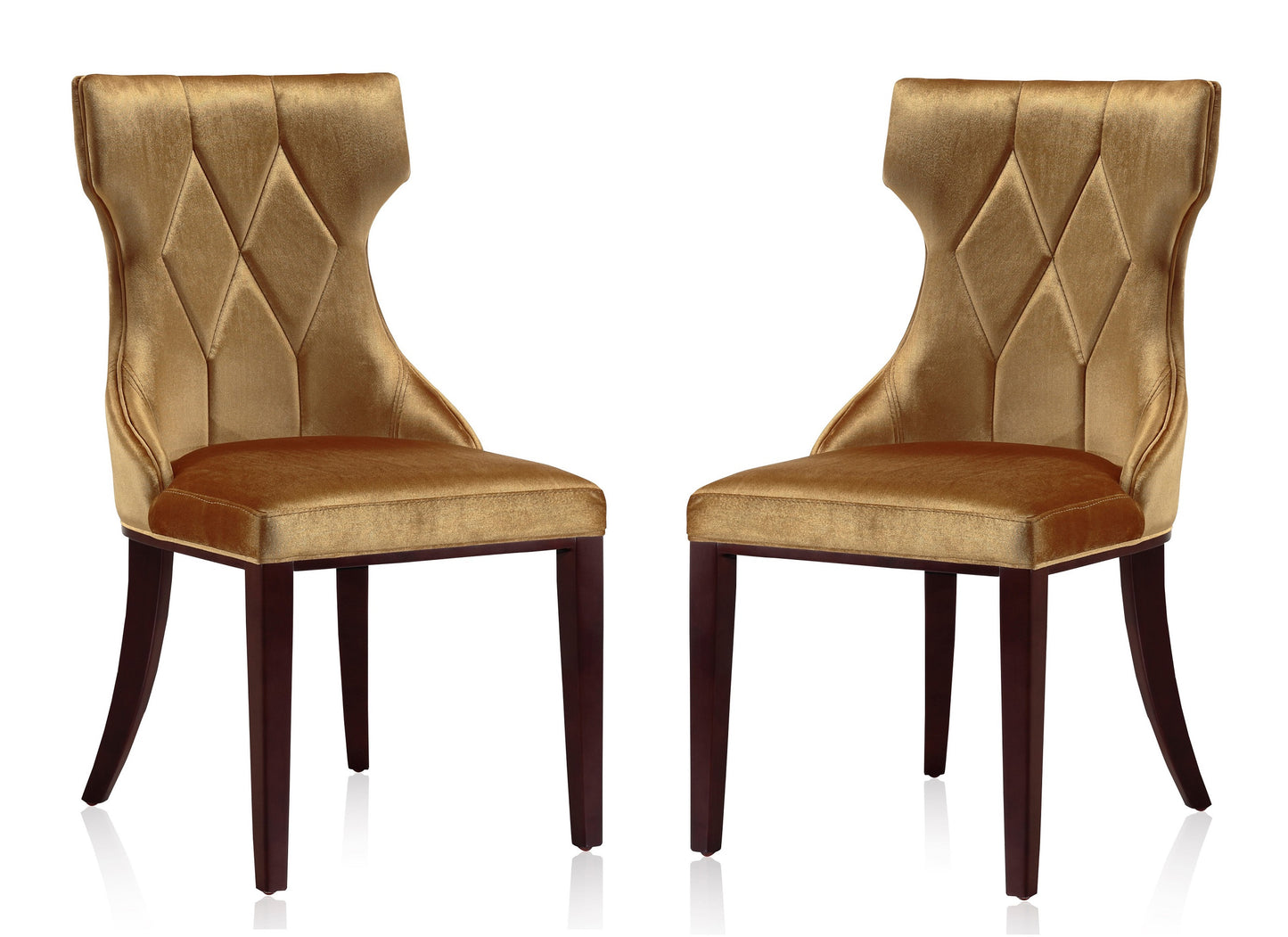 Reine Traditional Wood Upholstered Dining Chair in Antique Gold - Set of 2 DC007-AG