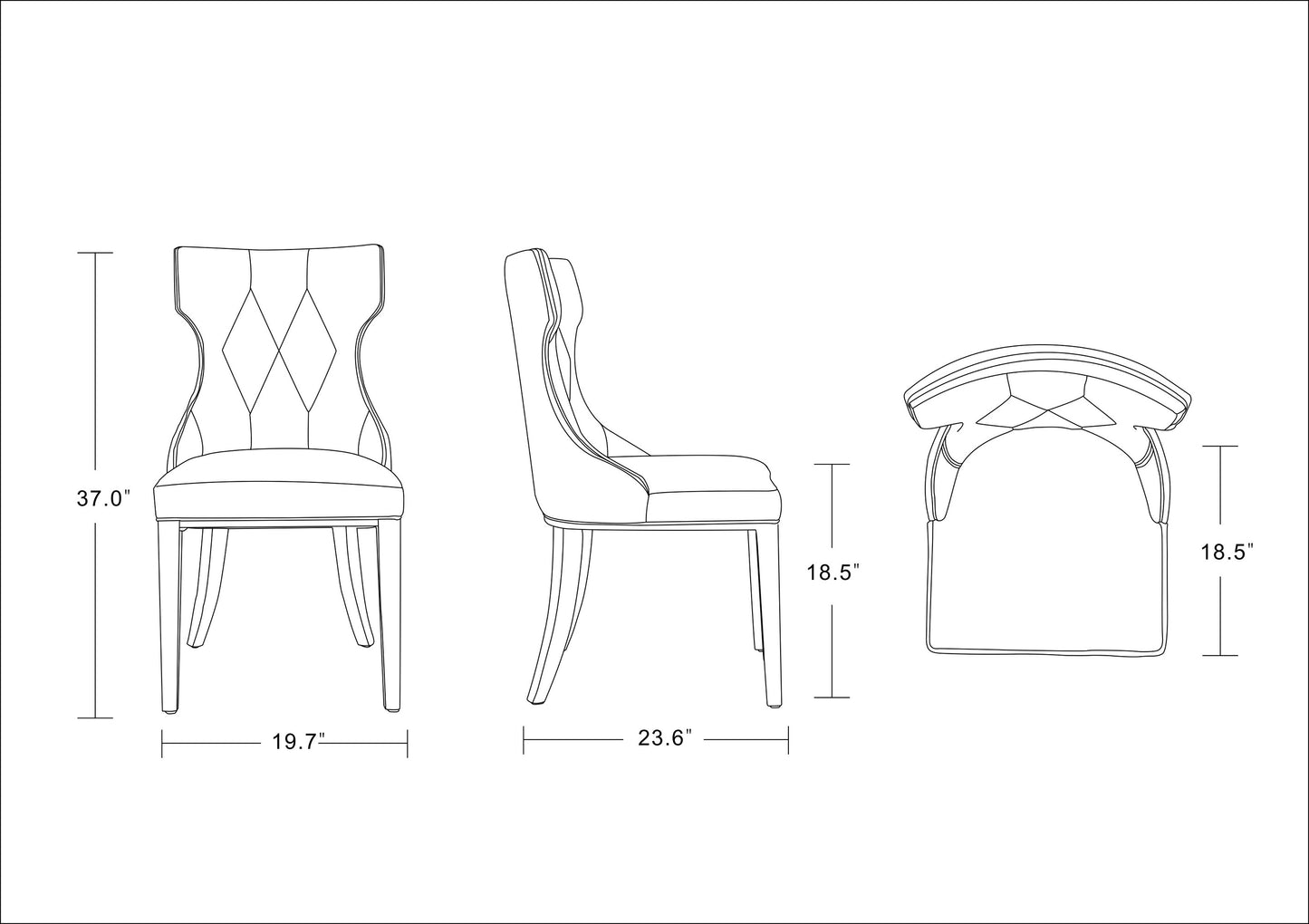 Reine Traditional Wood Upholstered Dining Chair in Antique Gold - Set of 2 DC007-AG