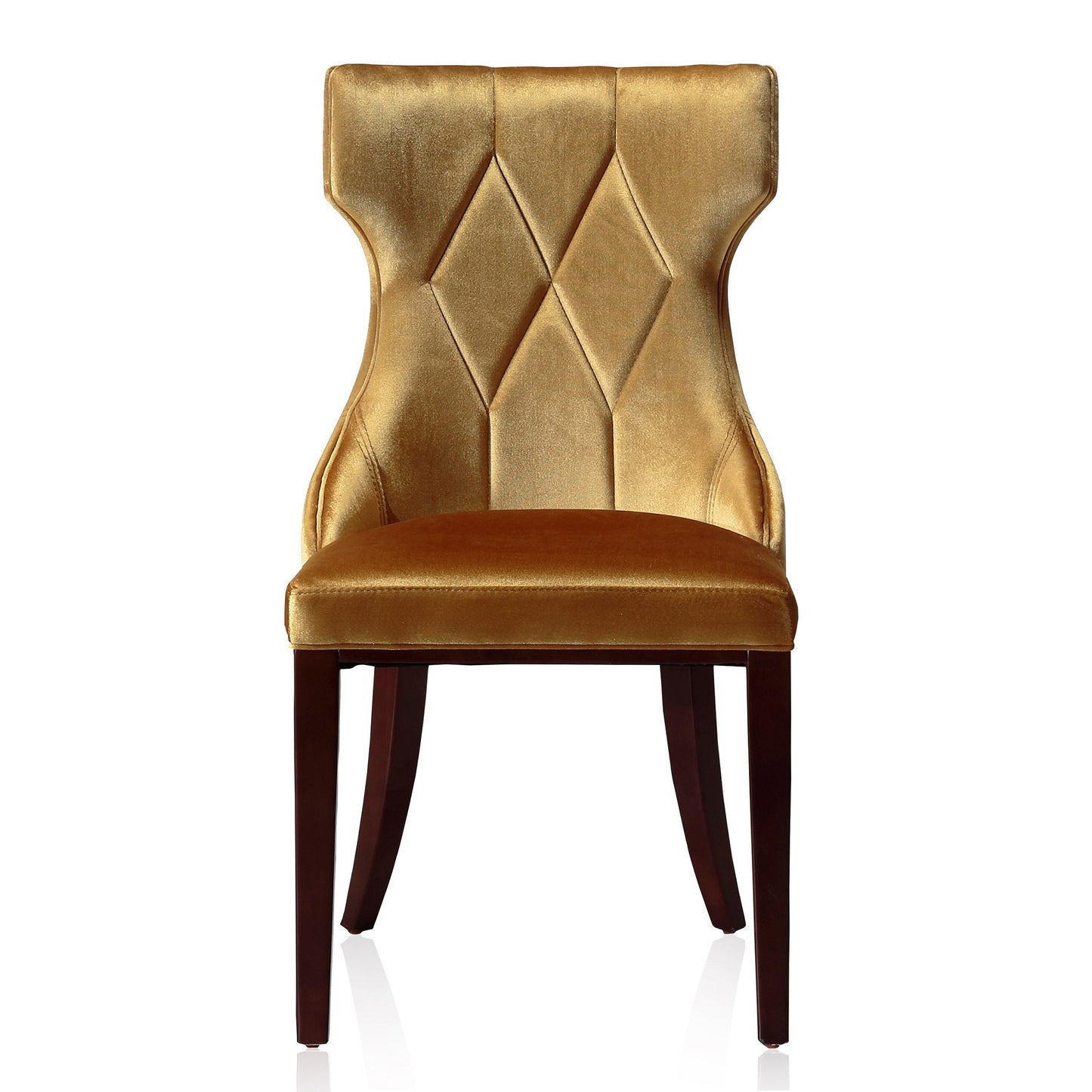 Reine Traditional Wood Upholstered Dining Chair in Antique Gold - Set of 2 DC007-AG