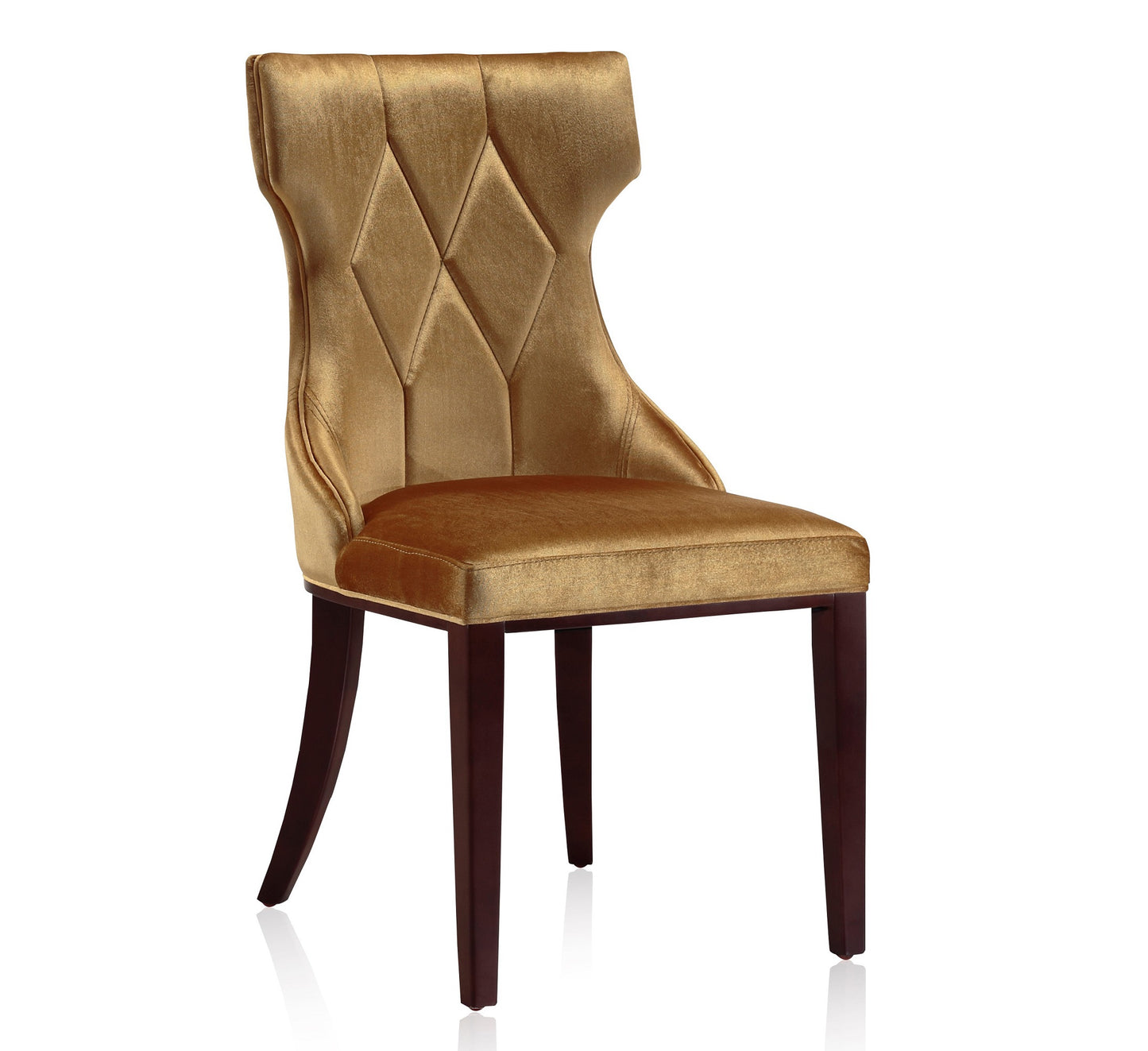 Reine Traditional Wood Upholstered Dining Chair in Antique Gold - Set of 2 DC007-AG