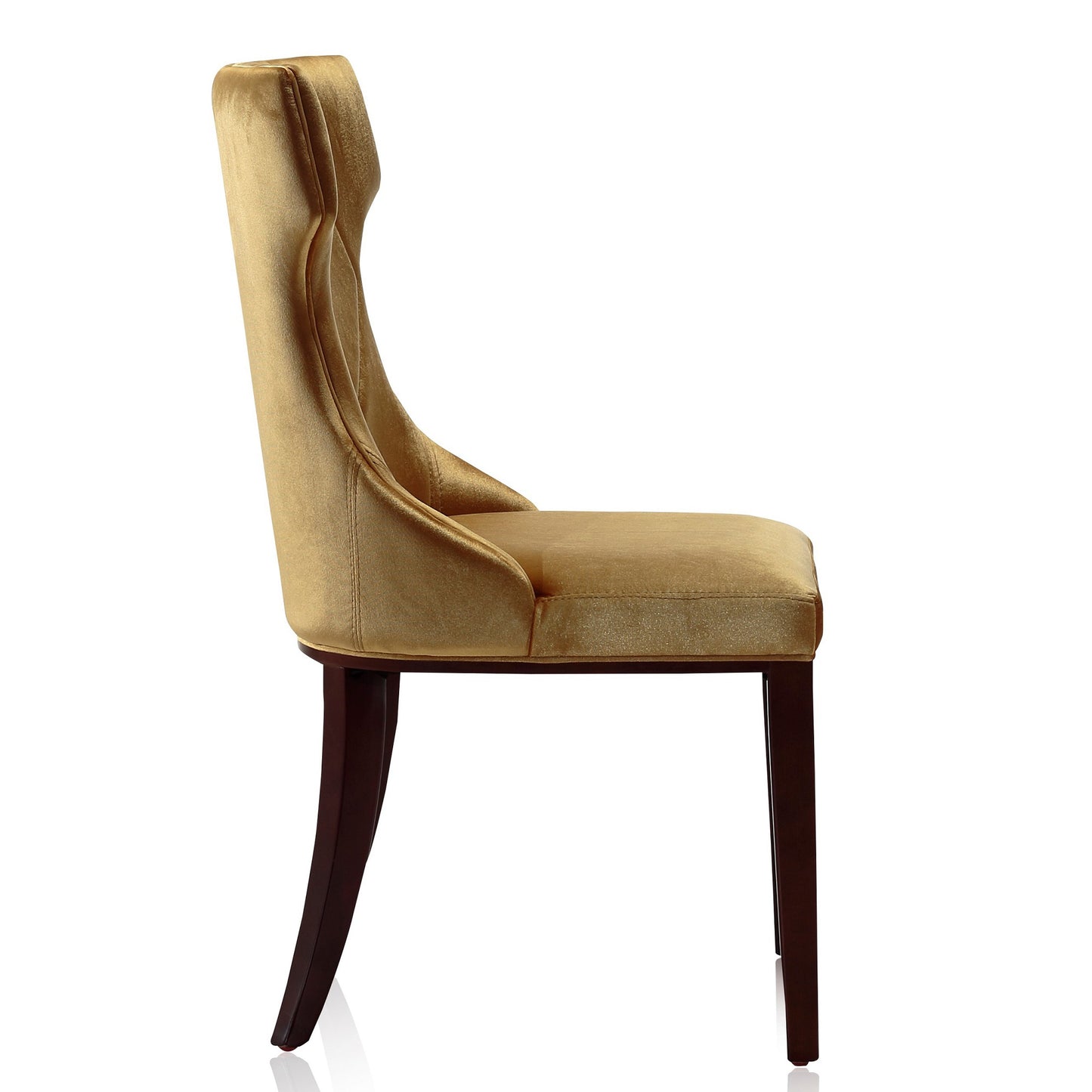 Reine Traditional Wood Upholstered Dining Chair in Antique Gold - Set of 2 DC007-AG