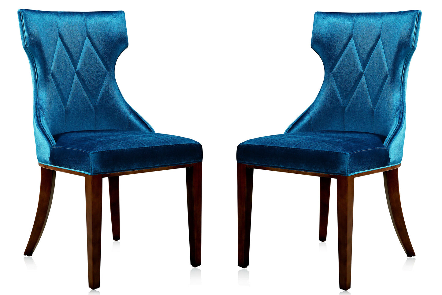 Reine Traditional Wood Upholstered Dining Chair in Cobalt Blue - Set of 2 DC007-CB