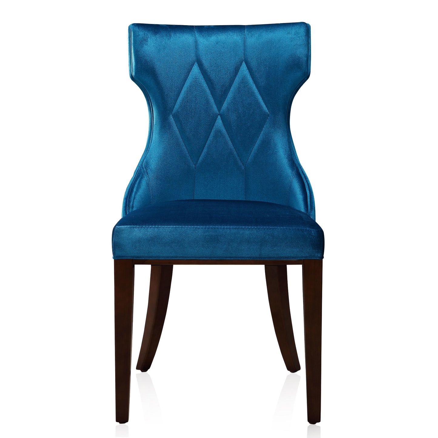 Reine Traditional Wood Upholstered Dining Chair in Cobalt Blue - Set of 2 DC007-CB