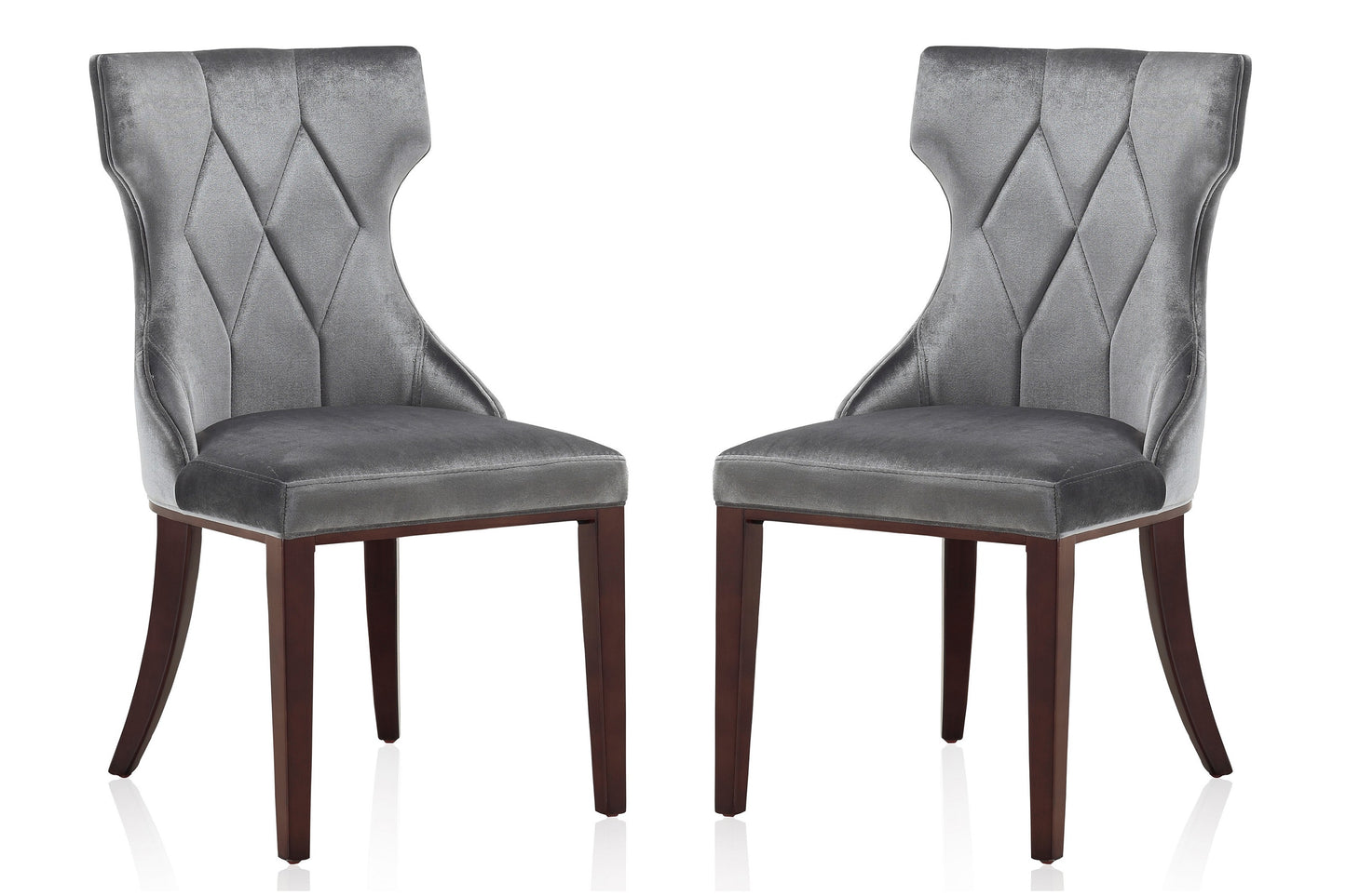Reine Traditional Wood Upholstered Dining Chair in Gray - Set of 2 DC007-GY