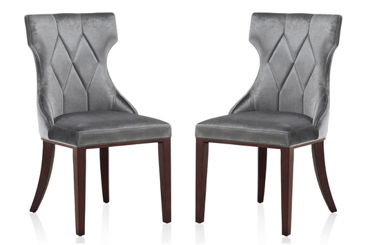 Reine Traditional Wood Upholstered Dining Chair in Gray - Set of 2 DC007-GY