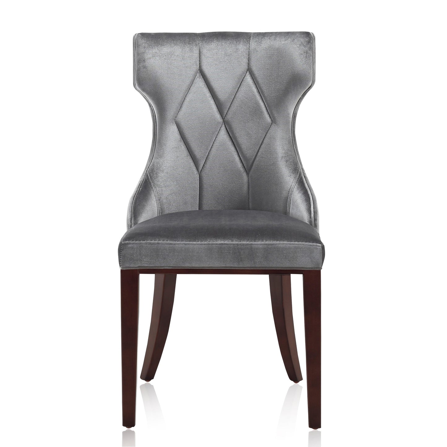 Reine Traditional Wood Upholstered Dining Chair in Gray - Set of 2 DC007-GY
