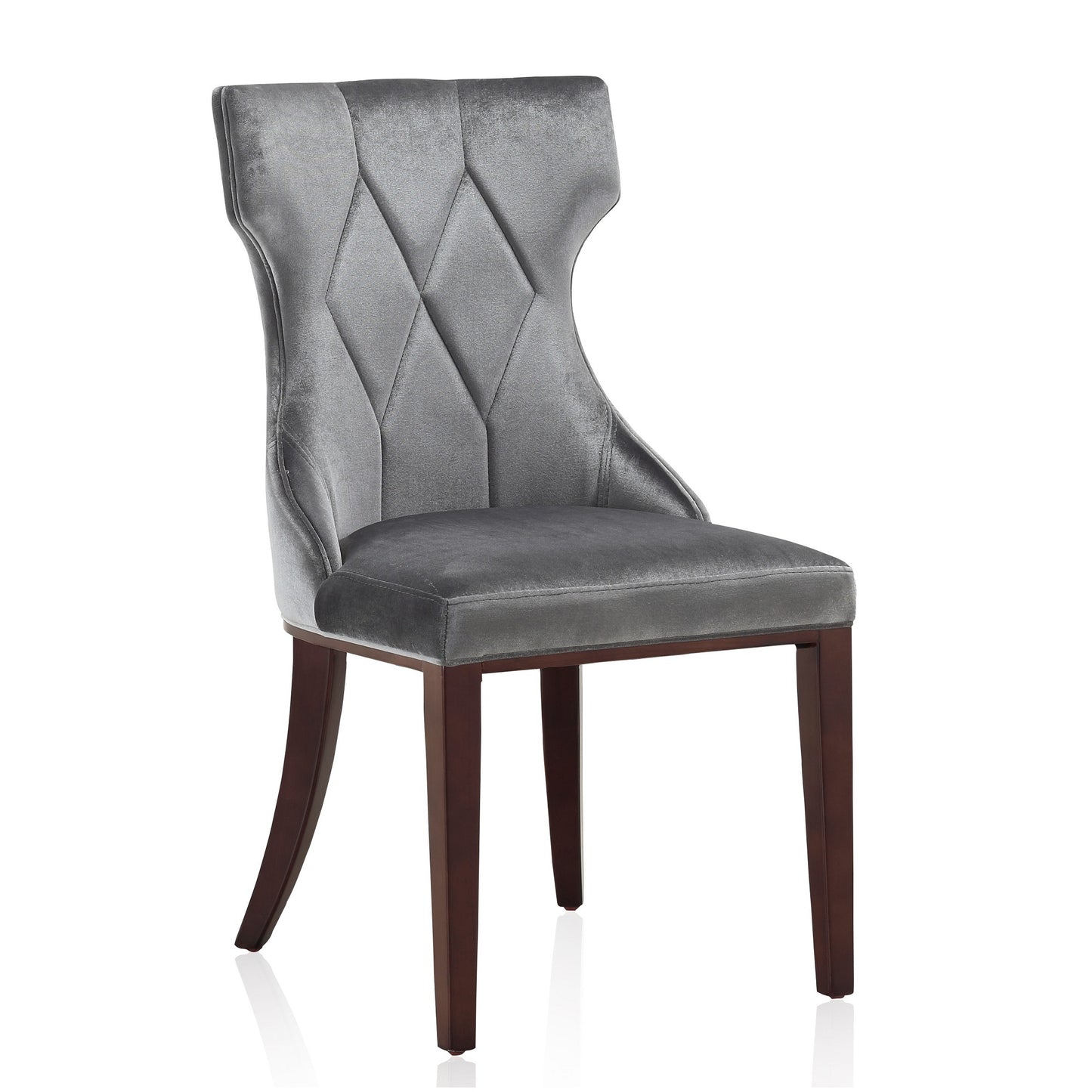 Reine Traditional Wood Upholstered Dining Chair in Gray - Set of 2 DC007-GY