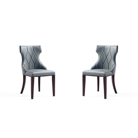 Manhattan Comfort Reine Faux Leather Dining Chair in Pebble Grey (Set of 2) DC007-PE