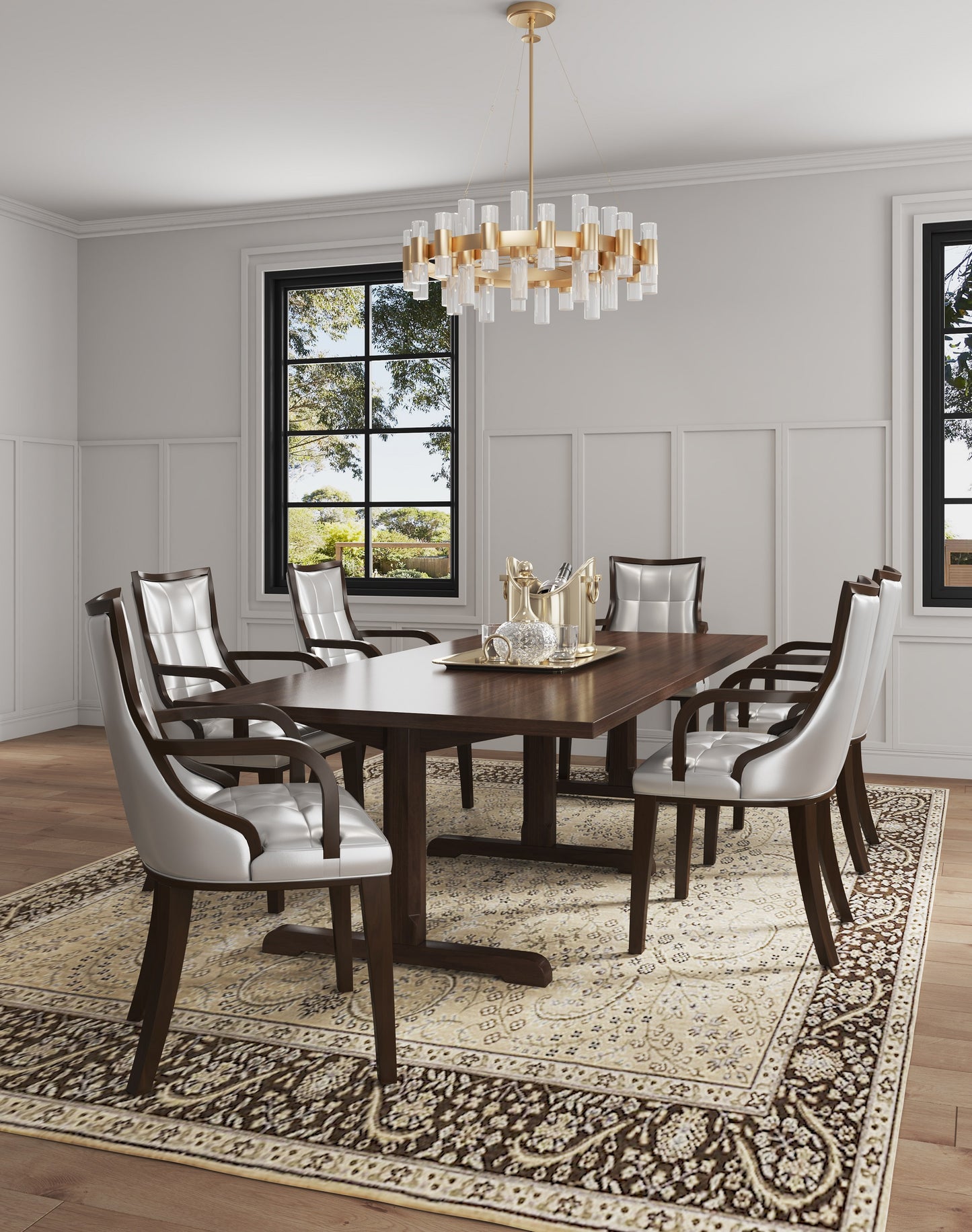 Fifth Avenue Traditional Wood Upholstered Dining Chair in Silver DC008AR-SV
