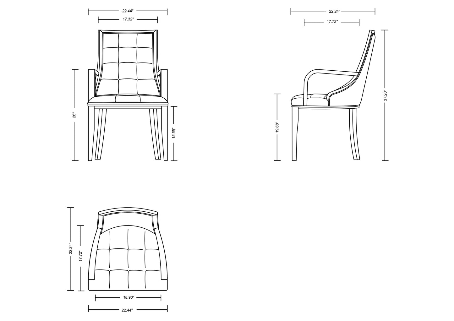 Fifth Avenue Traditional Wood Upholstered Dining Chair in Silver DC008AR-SV