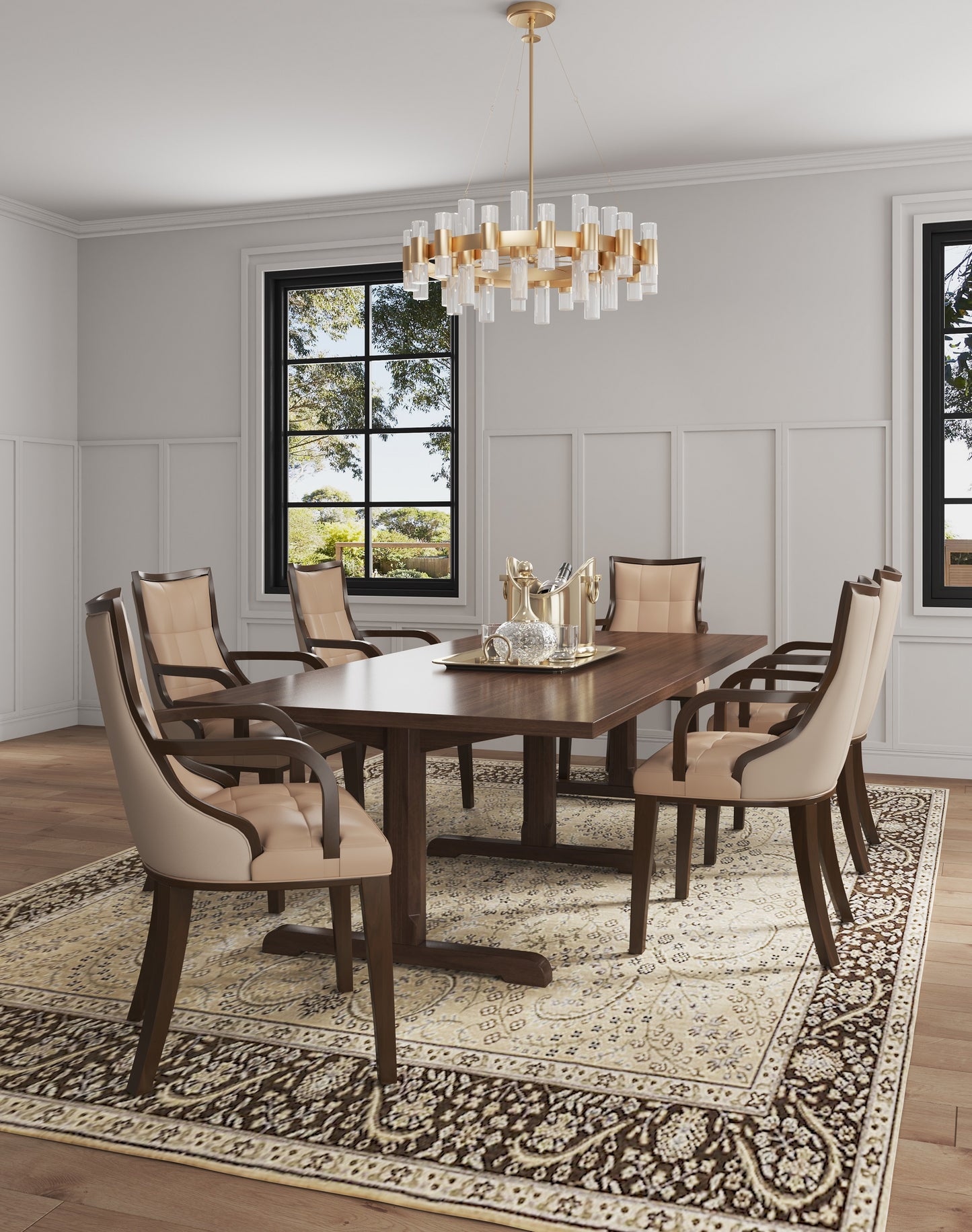 Fifth Avenue Traditional Wood Upholstered Dining Chair in Tan DC008AR-TN