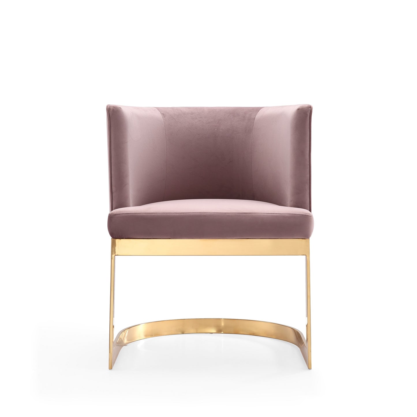 Manhattan Comfort Aura Blush and Polished Brass Velvet Dining Chair DC026-BH