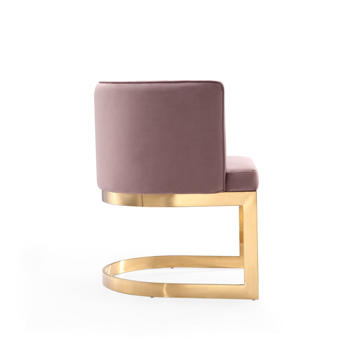 Manhattan Comfort Aura Blush and Polished Brass Velvet Dining Chair DC026-BH