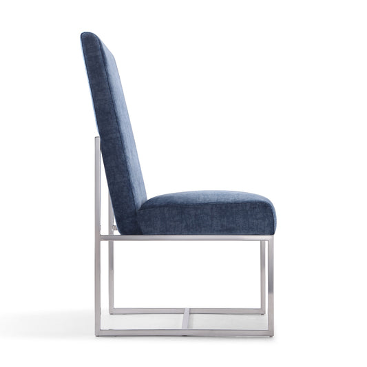Element Modern Metal Velvet Dining Chair in Blue DC030-BL