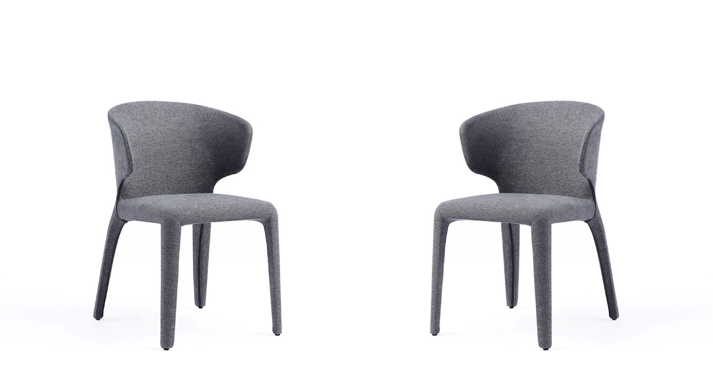 Manhattan Comfort Conrad Modern Woven Tweed Dining Chair in Grey (Set of 2) DC031-WGY