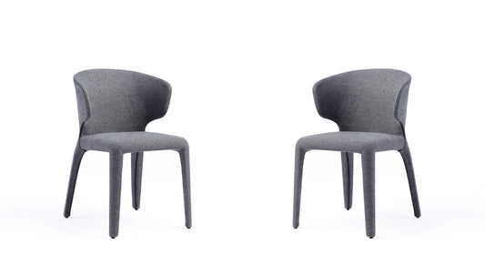 Manhattan Comfort Conrad Modern Woven Tweed Dining Chair in Grey (Set of 2) DC031-WGY