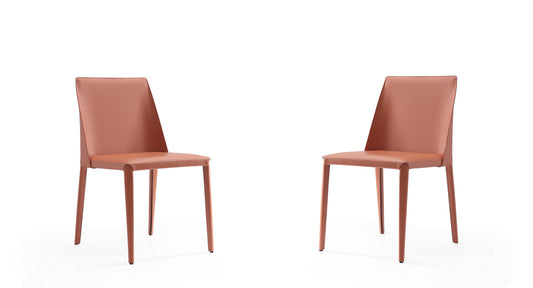 Paris Modern Vegan Leather Dining Chair in Clay - Set of 2 DC032-CY