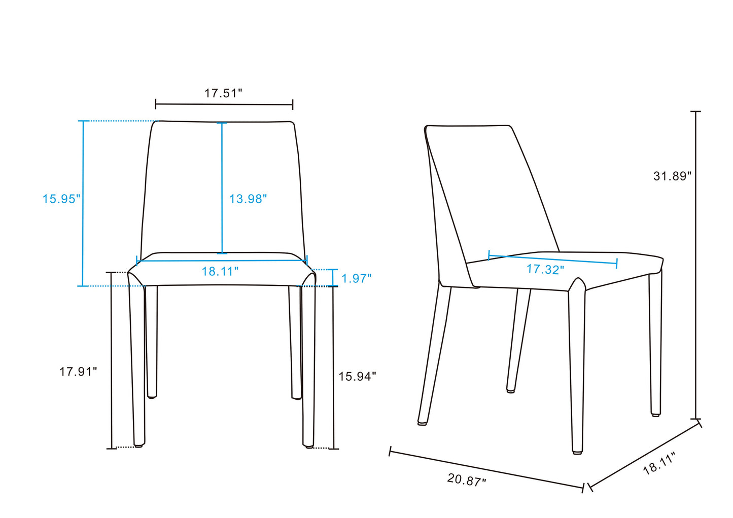 Paris Modern Vegan Leather Dining Chair in Clay - Set of 2 DC032-CY