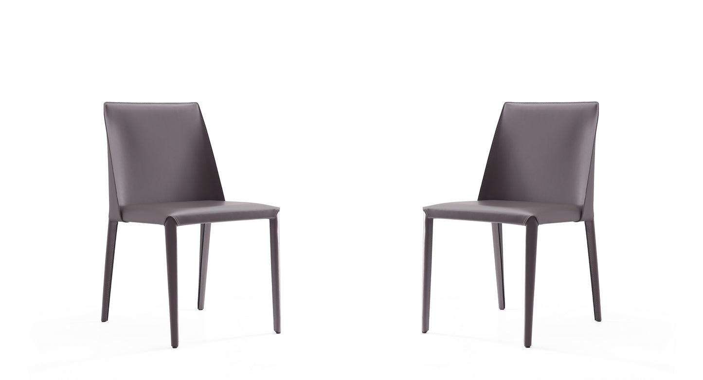 Paris Modern Vegan Leather Dining Chair in Gray - Set of 2 DC032-GY