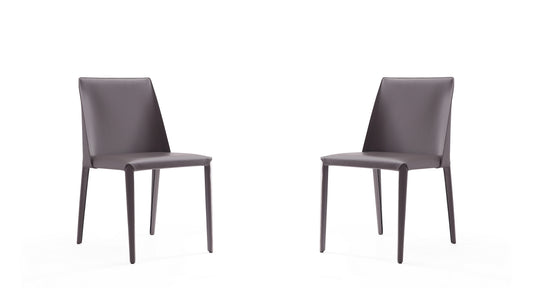 Paris Modern Vegan Leather Dining Chair in Gray - Set of 2 DC032-GY
