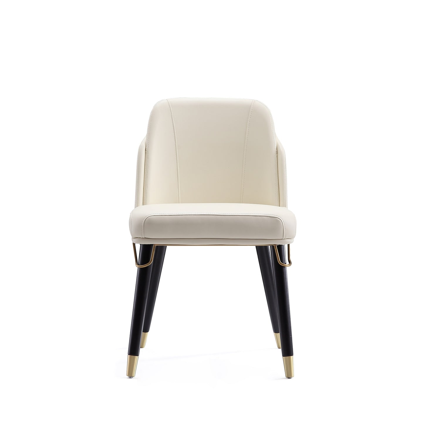 Manhattan Comfort Estelle Cream and Black Faux Leather Dining Chair DC042-CR