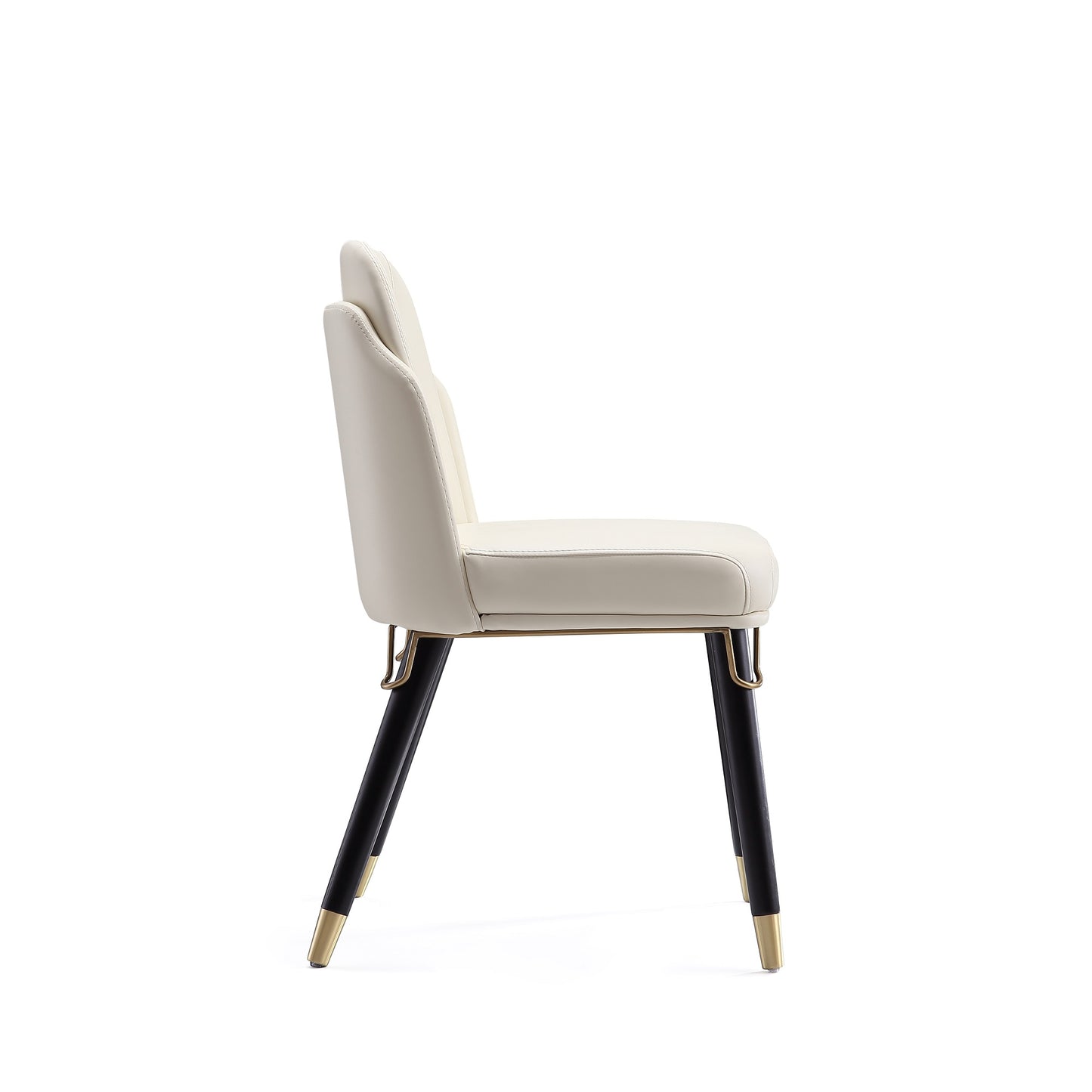 Manhattan Comfort Estelle Cream and Black Faux Leather Dining Chair DC042-CR