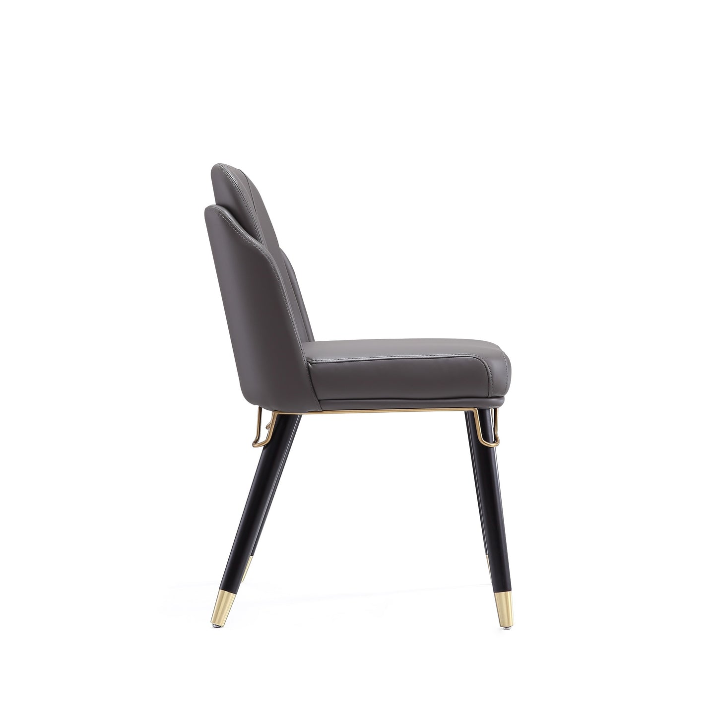 Manhattan Comfort Estelle Pebble and Black Faux Leather Dining Chair DC042-PE