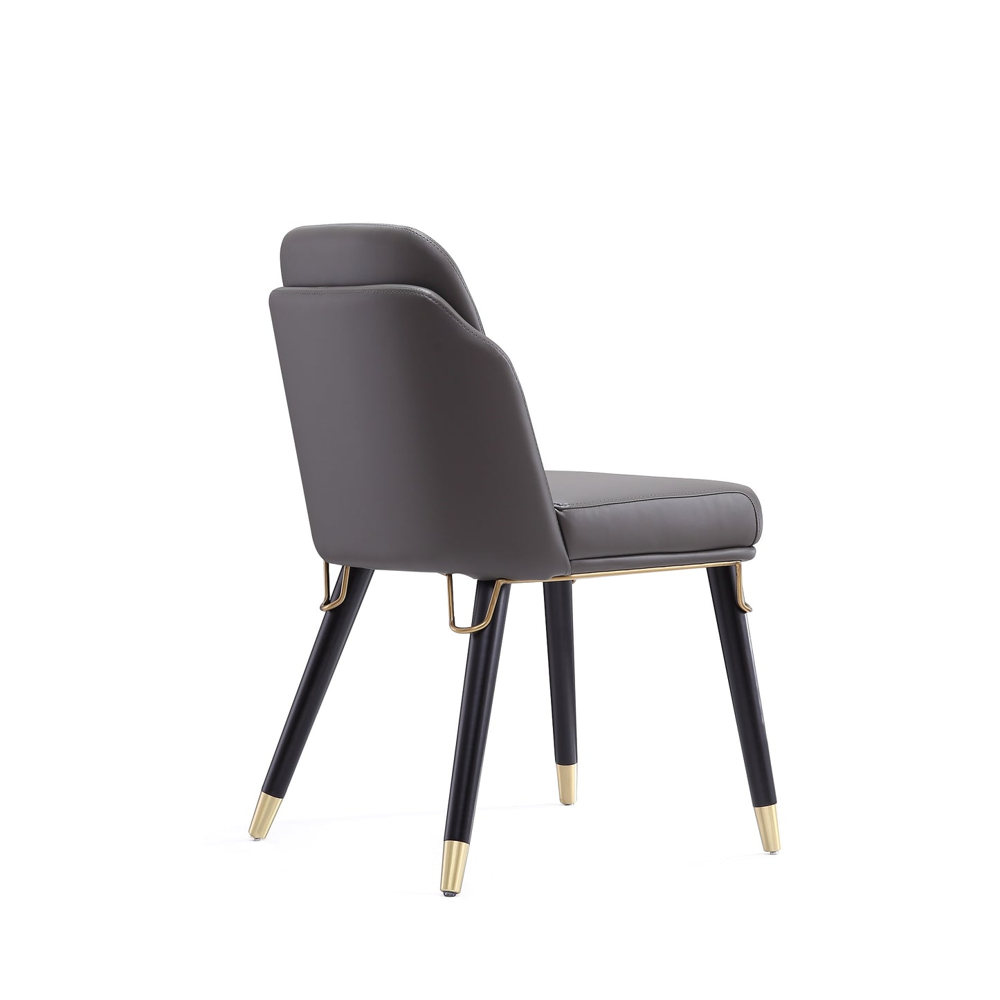 Manhattan Comfort Estelle Pebble and Black Faux Leather Dining Chair DC042-PE
