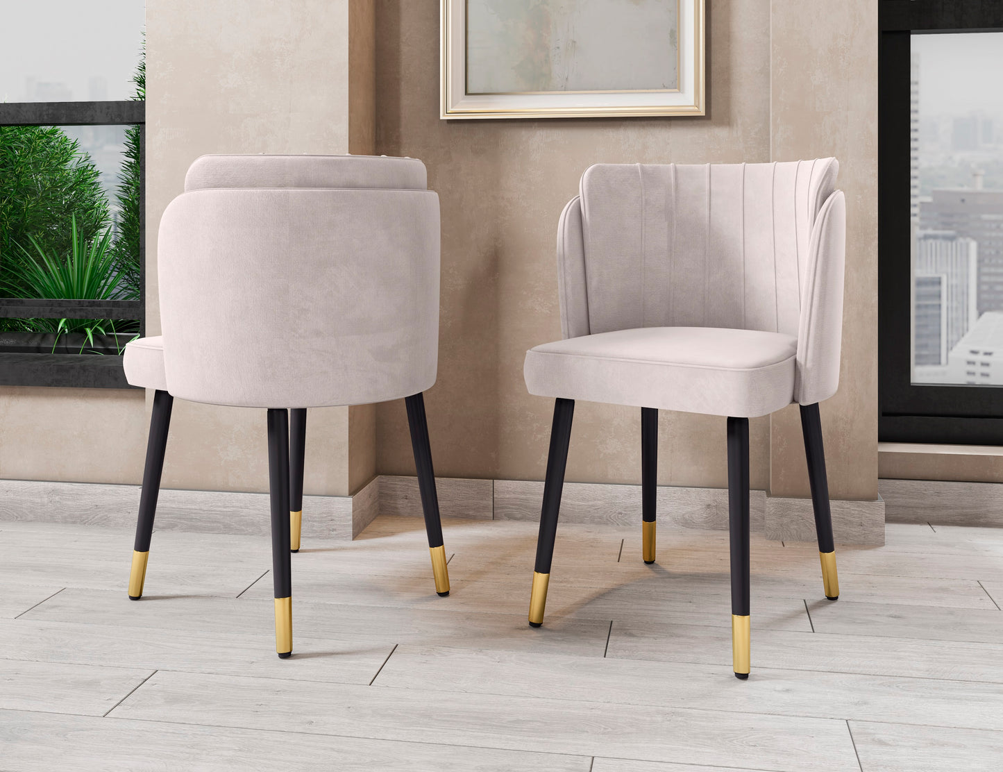 Manhattan Comfort Zephyr Velvet Dining Chair in Cream DC043-CR