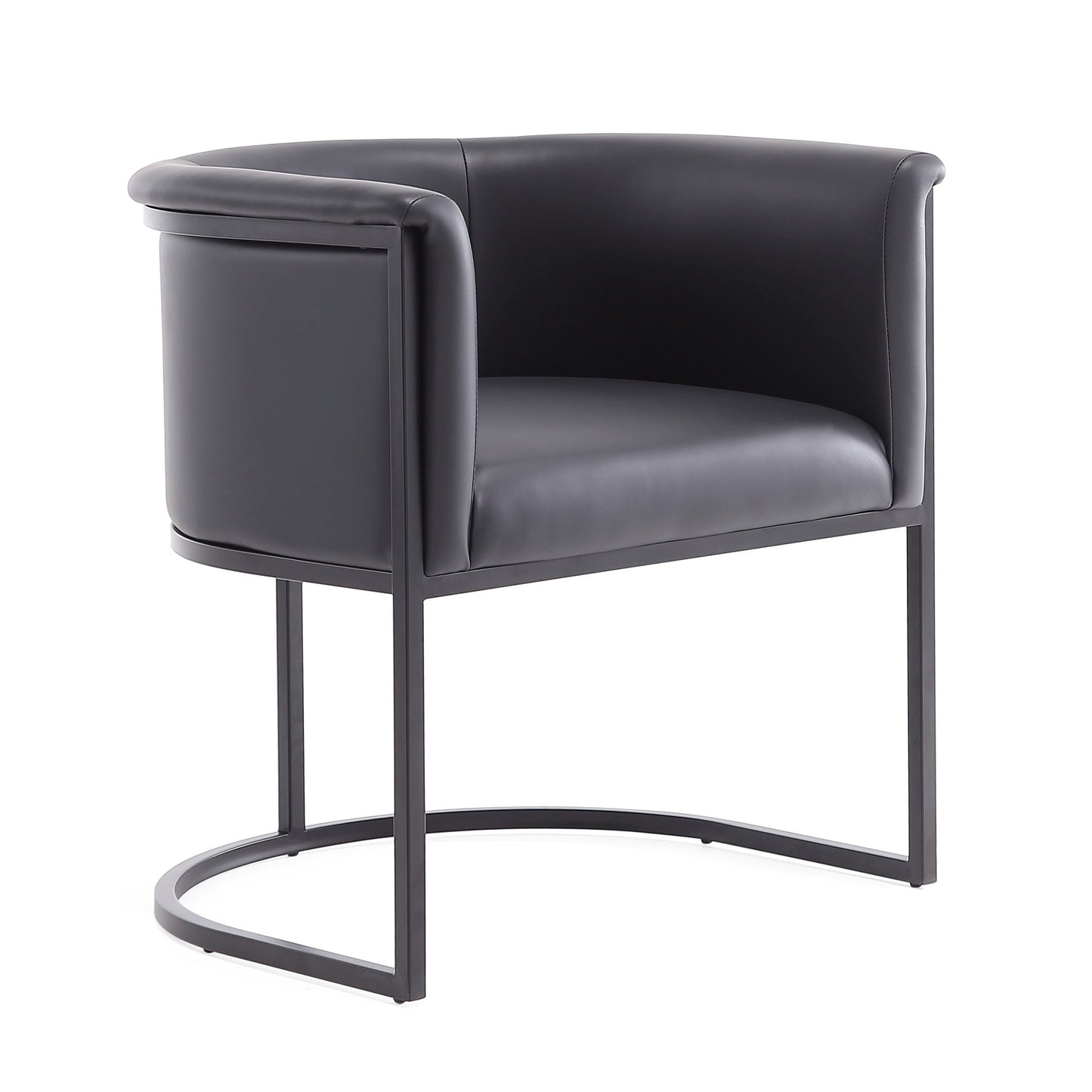 Cosmopolitan Mid-Century Modern Metal Vegan Leather Dining Chair in Black DC044-BK