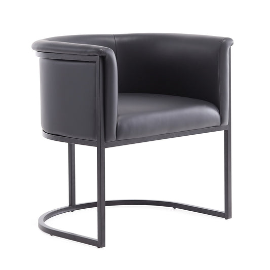 Cosmopolitan Mid-Century Modern Metal Vegan Leather Dining Chair in Black DC044-BK