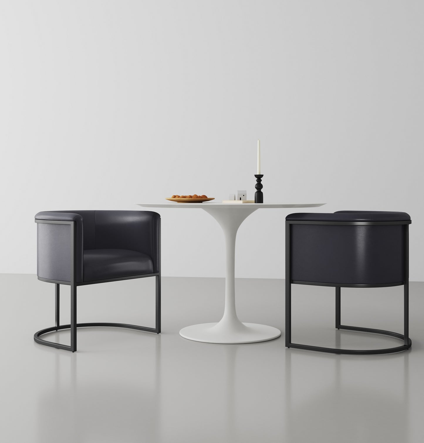 Cosmopolitan Mid-Century Modern Metal Vegan Leather Dining Chair in Black DC044-BK