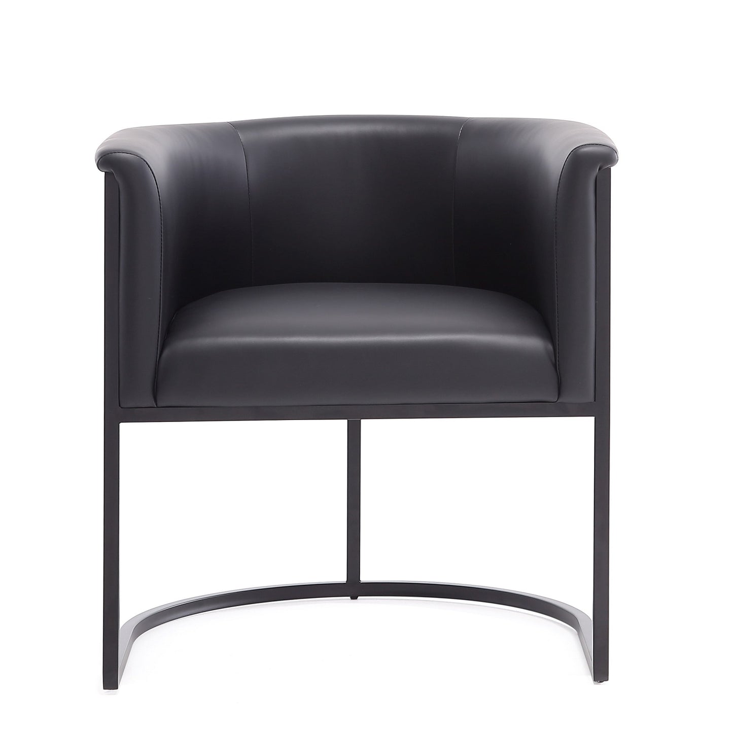 Cosmopolitan Mid-Century Modern Metal Vegan Leather Dining Chair in Black DC044-BK