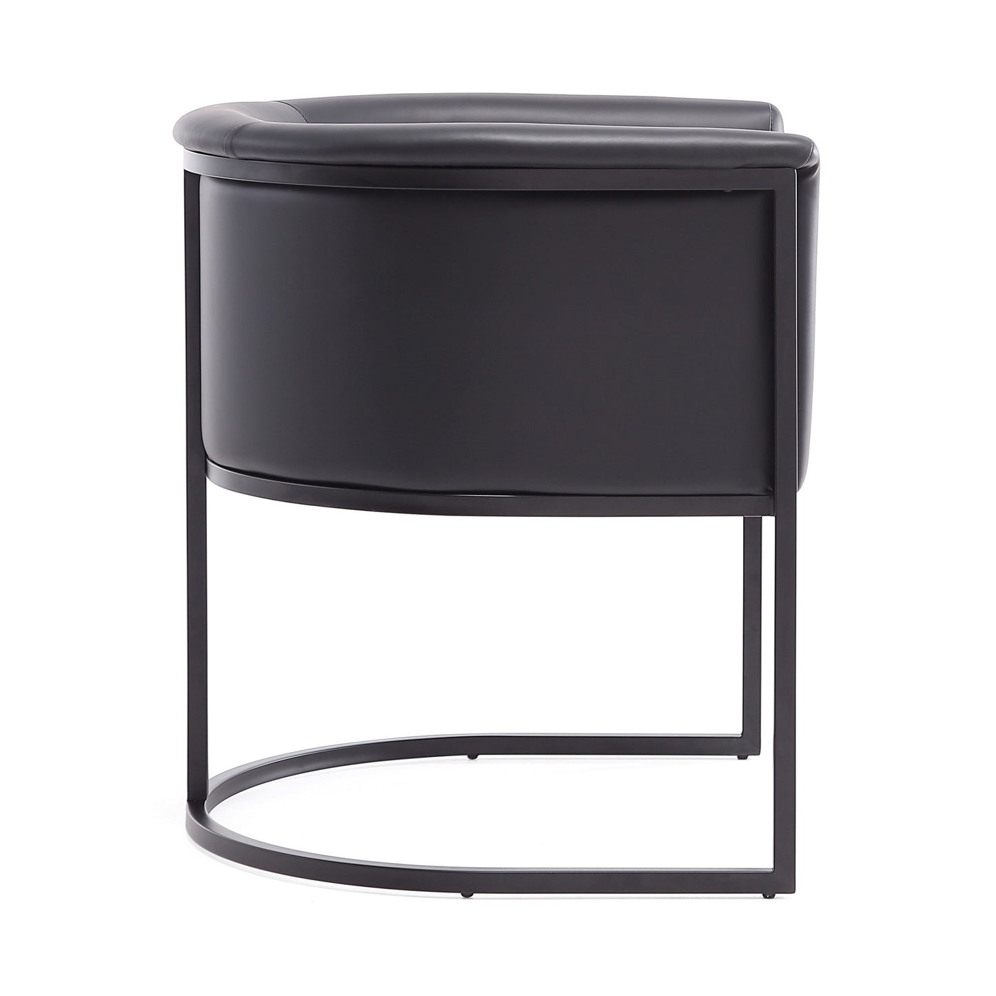Cosmopolitan Mid-Century Modern Metal Vegan Leather Dining Chair in Black DC044-BK