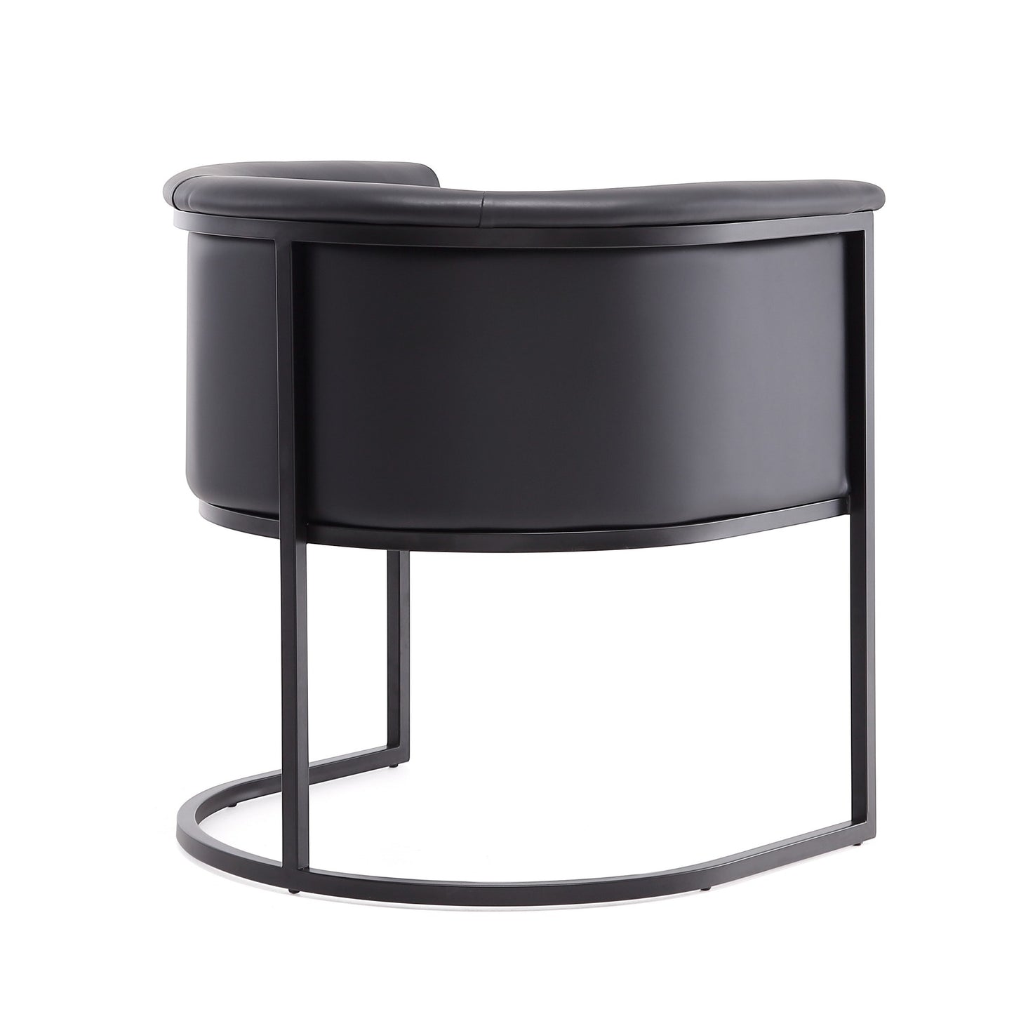 Cosmopolitan Mid-Century Modern Metal Vegan Leather Dining Chair in Black DC044-BK