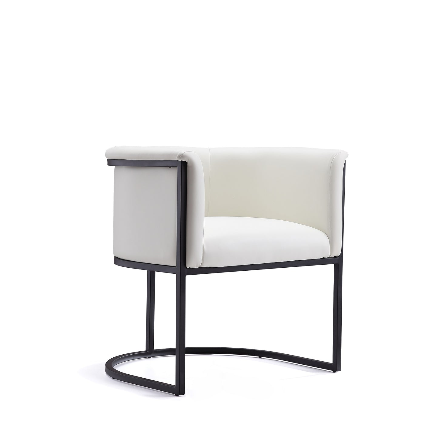 Cosmopolitan Mid-Century Modern Metal Vegan Leather Dining Chair in Ivory DC044-WH