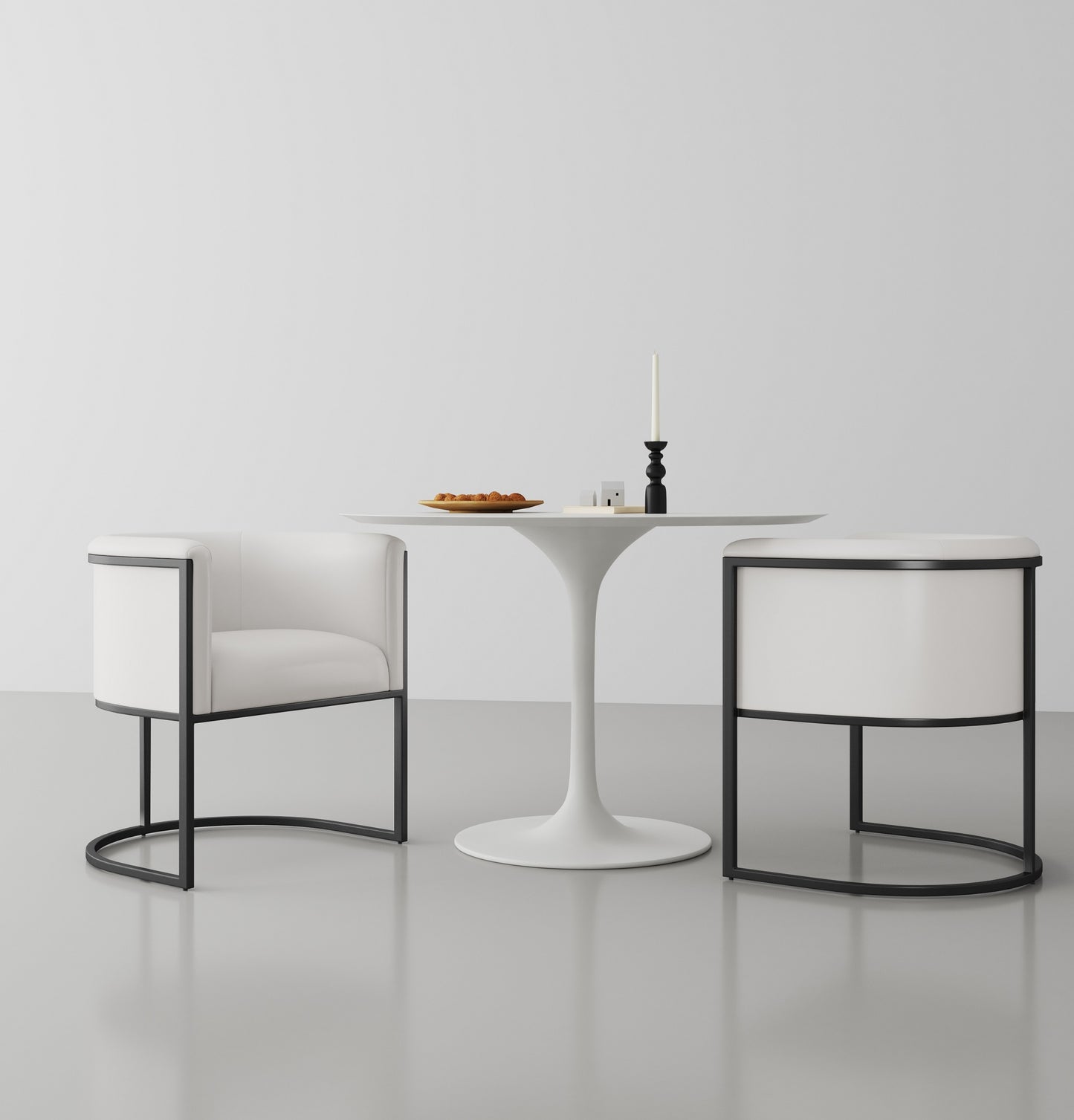 Cosmopolitan Mid-Century Modern Metal Vegan Leather Dining Chair in Ivory DC044-WH
