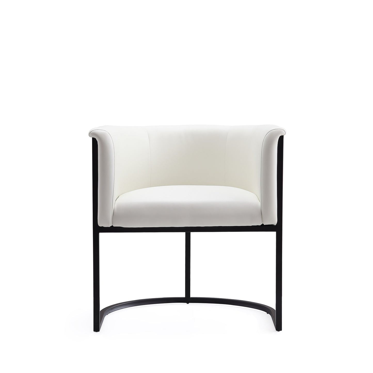 Cosmopolitan Mid-Century Modern Metal Vegan Leather Dining Chair in Ivory DC044-WH
