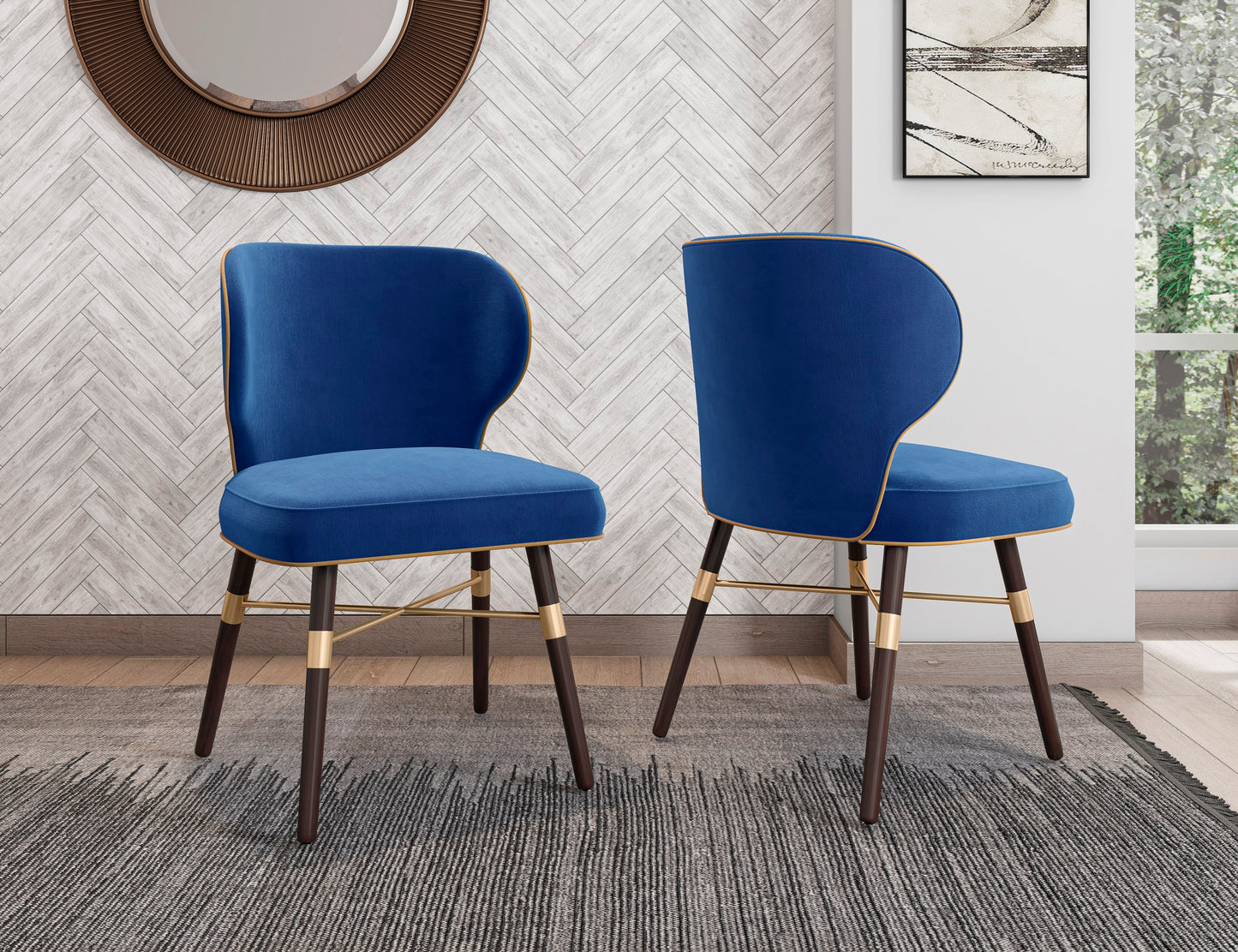 Manhattan Comfort Strine Royal Blue Velvet Dining Chair DC045-BL