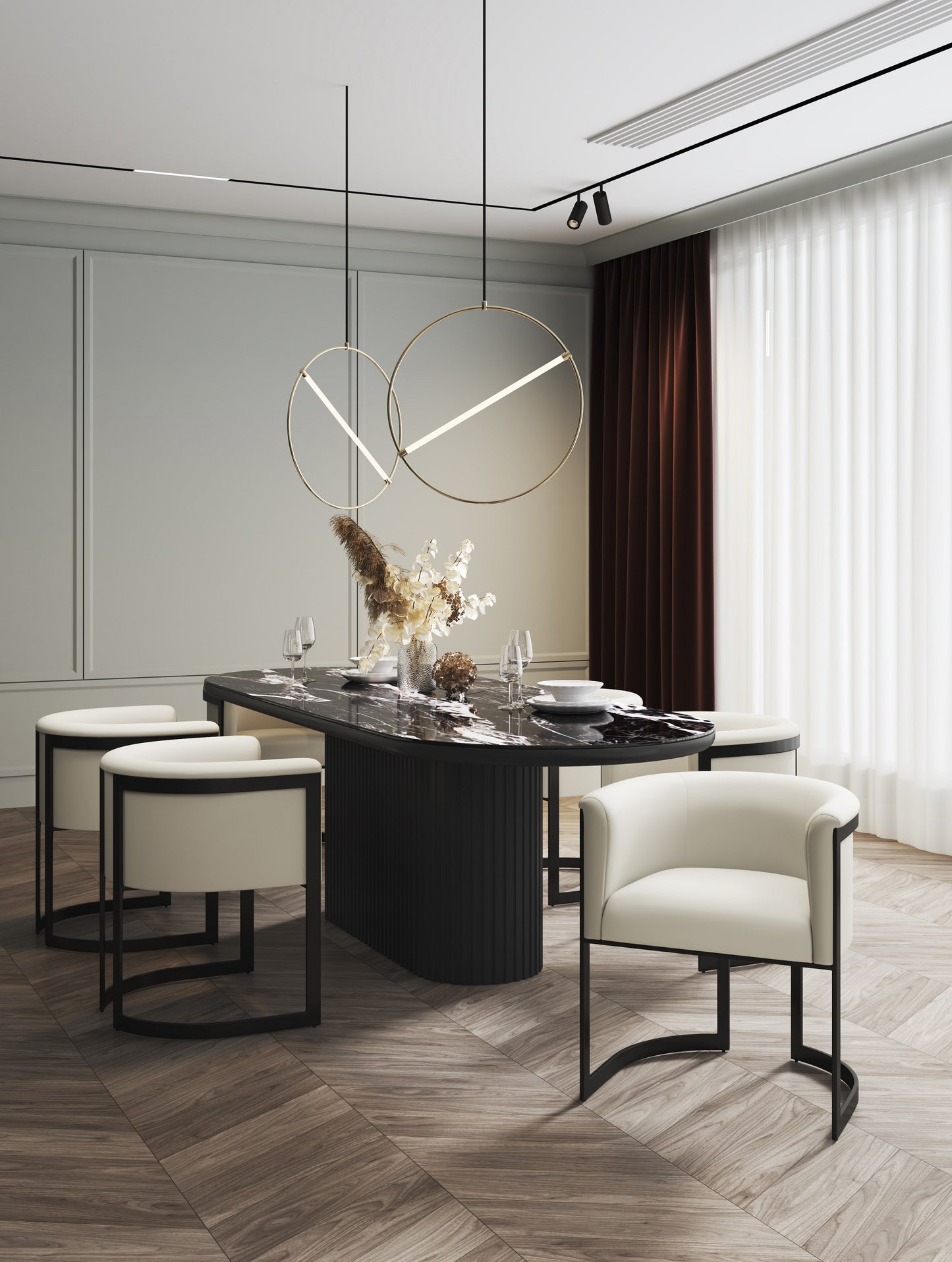 Manhattan Comfort Corso Leatherette Dining Chair with Metal Frame in Cream DC046-CR