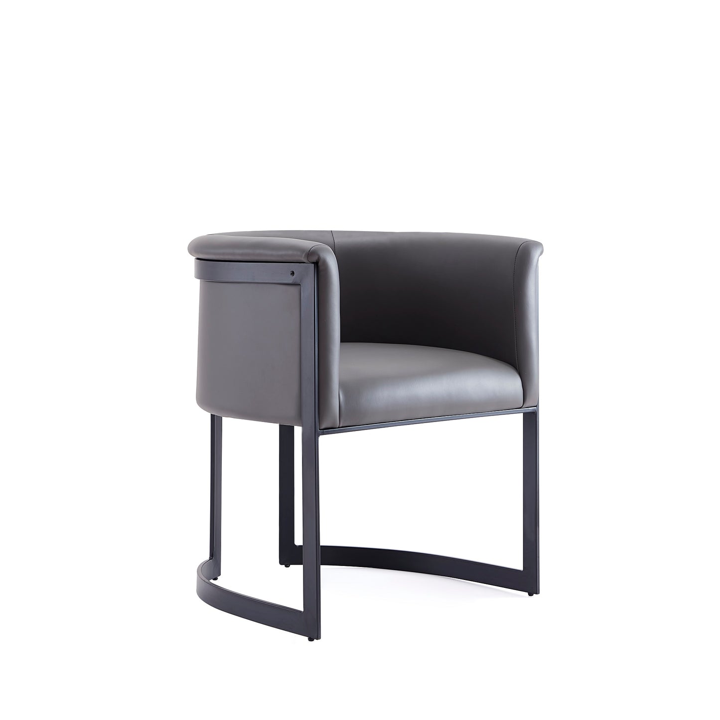 Corso Modern Metal Vegan Leather Dining Chair in Graphite DC046-PE