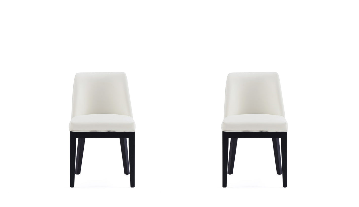 Gansevoort Modern Wood Vegan Leather Dining Chair in Ivory - Set of 2 DC051-CR