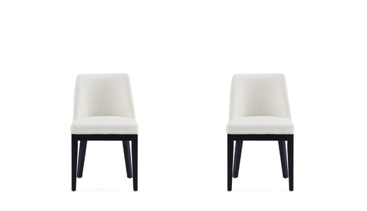 Gansevoort Modern Wood Vegan Leather Dining Chair in Ivory - Set of 2 DC051-CR